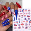 8 Sheets 4th of July Nail Art Stickers American Independence Day Nail Decal Nail Art Decoration Supplies with Flag Star Heart Shape Design 3D Self-Adhesive Nail Sticker for Women Girls