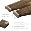 WENNALIFE Tape in Hair Extensions Human Hair, 20pcs 50g 18 inch Sandy Brown to Platinum Blonde Remy Hair Extensions Straight Human Hair Tape in Extensions Skin Weft Tape Extensions Human Hair