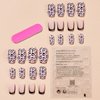 24Pcs Leopard Press on Nails Medium Fake Nails Square Shape Acrylic Nails French Tip Stick on Nails with Designs Glossy Glue on Nails for Women and Girls Nail Art Decorations