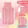 2 Pieces Hot Water Bottle Cover Soft Cover Only Knitted Hot Water Bottle Sweater for Winter Hot Compress and Cold Therapy, Menstrual Cramps, Neck, Shoulder Pain Relief(Pink, Khaki)