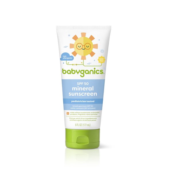 Babyganics 50 Spf Sunscreen Lotion, All Mineral Baby Sunscreen Lotion | UVA UVB Protection | Water Resistant, 6 oz
