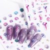 Ocean Nail Art Stickers Decals 3D Beach Nail Self-Adhesive Sticker Designs Jellyfish Shell Whale Mermaid Seagull Summer Seaside Nail Transfer Decal Supplies for Women Girls Manicure Art