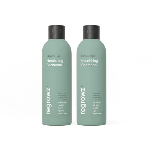 Regrowz Nourishing Shampoo 7.6 oz - Pack of 2 - Revitalise, Hydrate Dry and Dull Hair - Enriched with Aloe Vera, Saw Palmetto & Argan Oil - Nourish the Scalp & Restore Healthy Hair