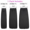 Kinky Straight Clip in Hair Extensions for Black Women Natural Black Full Head Yaki Kinky Straight Synthetic Hair 4Pcs 11 Clips 140g/Set (16 inch)