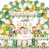 Wild One party Decorations, 150 Pcs Jungle Animal Party Supplies Decor for Boy Girl Birthdays with Banners Cake Topper Cupcake Topper Cupcakes Wrappers Balloons Backdrop Tablecloth Centerpieces