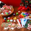 Pasimy 110 Pcs Christmas Party Favors Color Book Bulk Christmas Small Gifts Set Goodies Bag Stuffers Holiday Gingerbread Mini Activity Book Crayon Glasses Sticker Stamp for Xmas Winter Fillers Prizes