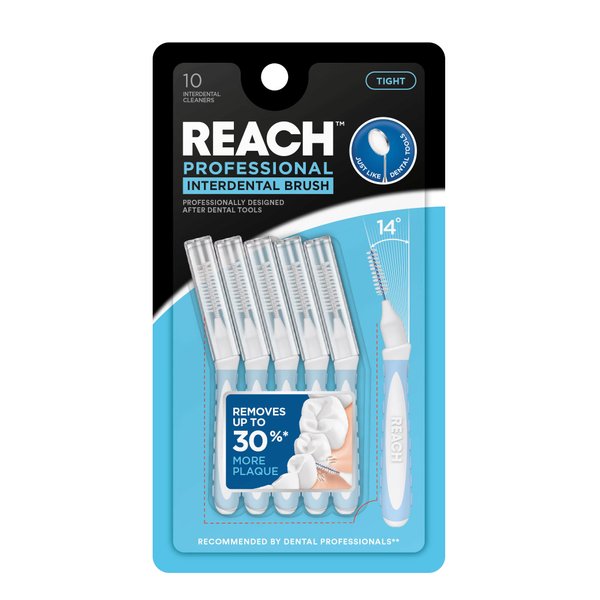 Reach Interdental Brush Tight 1.0mm | Removes up to 30% More Plaque | Special Designed for Gum Protection, PFAS Free | 10 Brushes