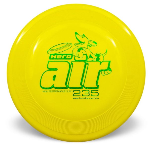 Hero Disc USA Hero Air 235 Dog Frisbee, Outdoor Dog Toy and Pet Frisbee, Lightweight Dog Flying Disc (Yellow)