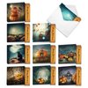 The Best Card Company - 20 Happy Halloween Note Cards Boxed (10 Designs, 2 Each) - Spooky Notecard Assortment (4 x 5.12 Inch) - Spooky Pumpkins AMQ4962HWG-B2x10