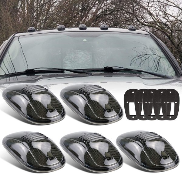 Cab Roof Top Marker Lights Cover for 2003-2016 Dodge Ram 1500 2500 3500 (Smoked Lens)