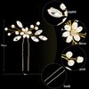 Yeshone 5 Pieces Wedding Hair Comb Bridal Hair Pins Crystal Pearl Hair Accessories Rhinestone Flower Hair Piece for Wedding Bride Women(Gold,Classic Style)