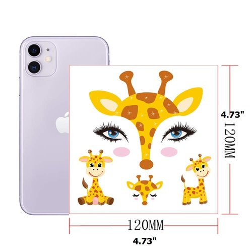 Fanoshon Animal Temporary Face Tattoo Sticker Set for Kids Adults, Water Transfer Butterfly Panda Deer Giraffe Fairy Floral Festival Body Paint Makeup Decoration Stickers for Halloween Multi-colored