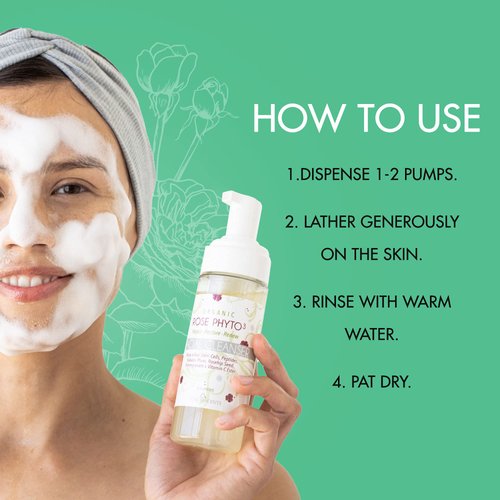 Peak Scents Gentle Organic Facial Cleanser - Natural Face Wash with Rose Phyto³ - Hydrating Gentle Cleanser, Ideal for Women - All Natural, Organic Face Wash - Sulfate Free Foam Wash (5 oz)