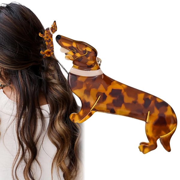 Cute Dachshund Claw Clips, Cellulose Acetate Hair Clips, Dog Hair Barrettes Hair Accessories for Women Girls