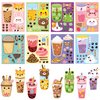 ANGOLIO 40Pcs Make A Face Boba Tea Stickers Make Your Own Milk Tea Stickers Mix and Match Sweets and Boba Tea Party Favor Supplies for Kids Ice Cream Sticker Games Birthday DIY Art Crafts