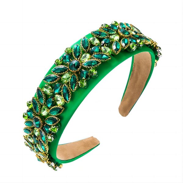 MUQINGWAN Fashion Women's Headband, Women Headband Gorgeous Retro Crystal Rhinestone Girl's Headband, Accessories For Women And Girl (green)