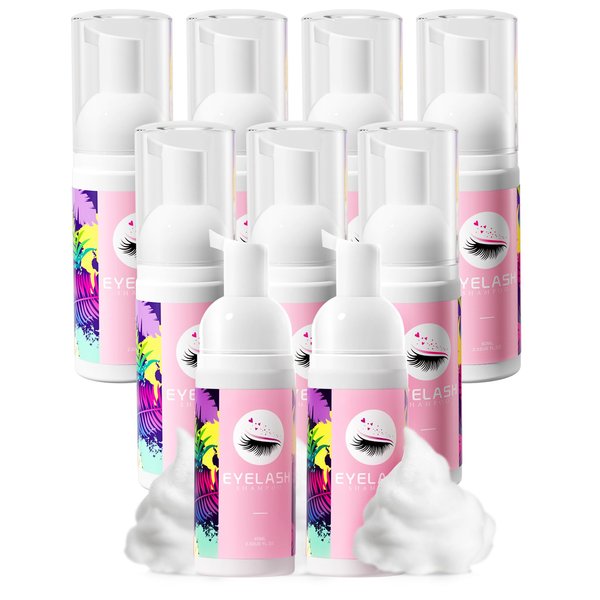 Buqikma Lash Shampoo 60ml*9 Eyelash Extension Cleanser Rich Foam Lash Cleaning Kit Lash Shampoo for Lash Extensions Lash Bath Eyelash Shampoo for Home Salon Use