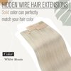 Sunny Wire Hair Extensions Platinum Blonde Adjustable Wire Human Hair Extensions with Clips in Real Hair Extensions Platinum Blonde Secret Hair Extensions Human Hair for Short Hair 80g 14inch