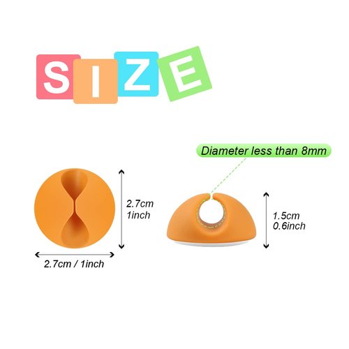 Shintop Cable Clips, Desk Cable Drop, Desk Wire Clips for All Your Computer, Electrical, Charging or Mouse Cord (Colorful,6pcs)