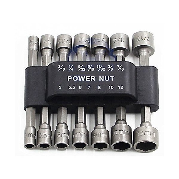 PANOVOS 14pcs Power Nuts Driver Drill Bit Tools Set Metric Socket Wrench Screw 1/4'' Driver Hex Keys