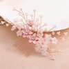 Yokawe Bridal Wedding Hair Comb Rose Gold Crystal Bride Side Combs Flower and Pearl Hair Accessories for Women and Girls