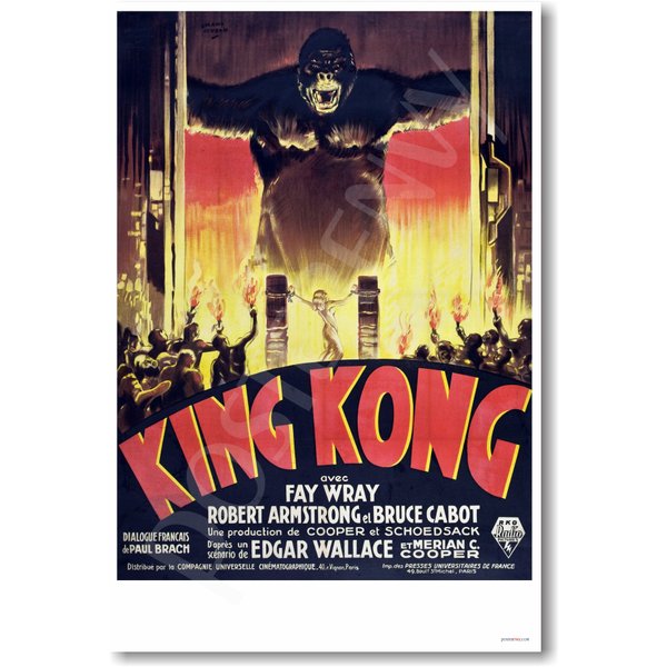 King Kong 1933 - French Movie Poster - NEW Vintage Reprint Poster
