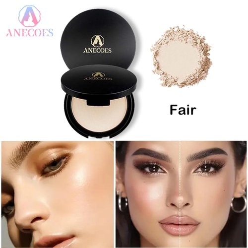 ANECOES Matte Pressed Powder Makeup Breathable Flawless Foundation 2 Colors, Face Setting Powder Oil-control Moisturizing Non-Sticky,Waterproof Long Lasting Finishing Powder(#02 Fair)