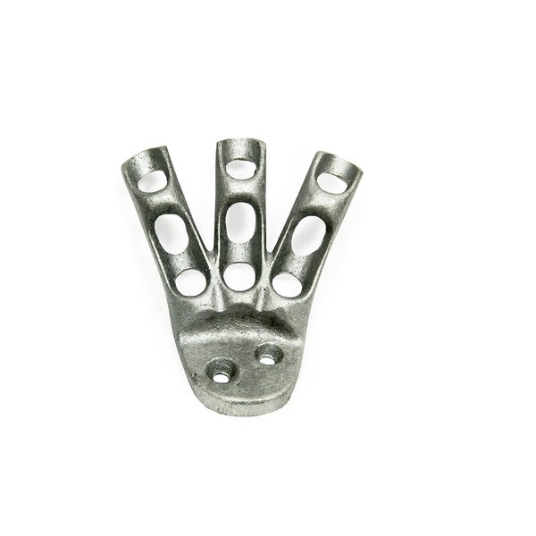 3 HOLE BRACKET for Small Stick Flags - Three Fingered Stick flag thick cast aluminum wall mount bracket for 3/8" diameter stick, Classroom bracket, Made in USA