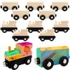 Hoarost 12 Pcs DIY Wooden Cars Unfinished Wood Crafts Trains Car Unpainted Magnetic Wooden Car for Kids Birthday Party Favors Family Time Handicraft Supplies, 2 Styles