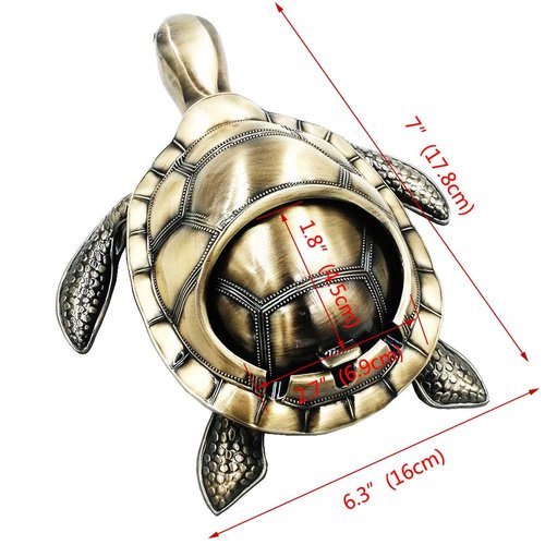 Vintage Windproof Ashtray with Lid Metal Creative Turtle Cigarettes Ashtray for Outdoor Indoor Decorative Ashtray Holder for Home Office Desktop Decor,Bronze
