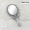 Butterfly Designed Double Sided Magnification Hand Held Makeup Metal Mirror Folding Handle Stand Travel Mirror (Medium, Tin (Matt Gray))