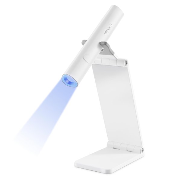 VRAIKO Minicure Handheld UV Light for Gel Nails, Portable UV Nail Lamp with Stand, Rechargeable Mini LED Nail Lamp Nail Dryer for Fast Curing (White)