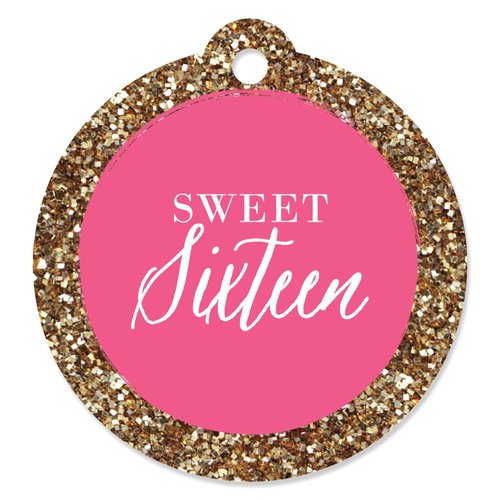 Big Dot of Happiness Chic 16th Birthday - Pink and Gold Party Favor Gift Tags (Set 20)