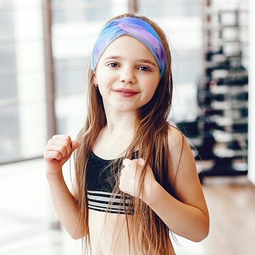 Waydress 6 Pieces Spa Headbands Girls Soft Tie Dye Headbands Elastic Adjustable Rainbow Headbands Non Slip Turban Headwraps for Kids Hair Accessories Spa Sleepover Party Supplies