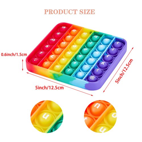 Alphabet Pop Fidget Toys Square ABC Letters Pop Bubble Toy Silicone Sensory Lowercase Uppercase Number Pop for Toddlers & Schools (5x5inch, Lowercase)
