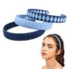 DEEKA 3 PCS Woven Headband Uniform Headband Hair Accessories Grosgrain Ribbon Weaved Hair Band for Women Girls Teens Football Softball Cheer Sports (Navy Blue&Light Blue)