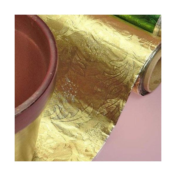 Premium Floral Foil Wrapping Paper - 20 Inches by 10 Yards (Gold)