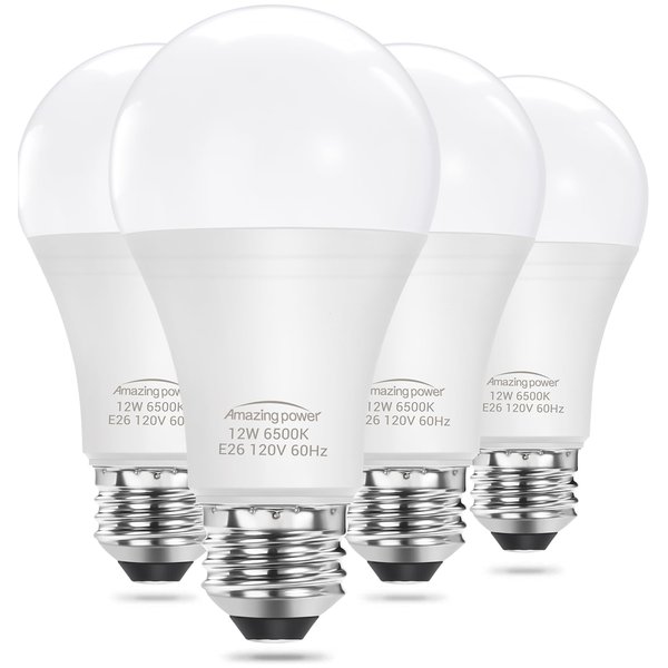 Amazing power 100W Equivalent E26 LED Bulbs, Daylight White Non-Dimmable Medium Screw Base Light Bulbs 6500K, 4-Pack