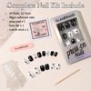 GLAMERMAID Press on Nails Extra Short Squoval, Gothic Black and White Glue on Gel Nails with Stars Design, 24Pcs Round Reusable UV Finish Fake Nails Acrylic False Nails Manicure Kits for Women Gifts