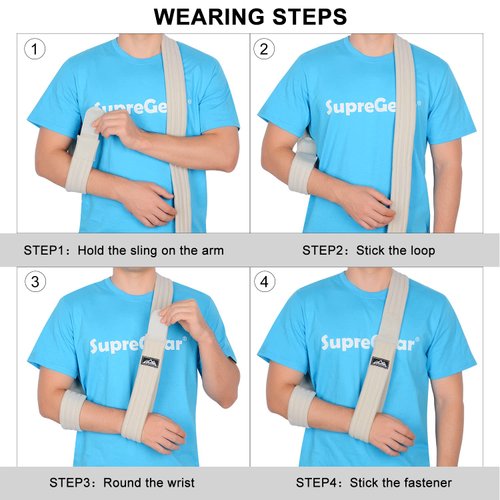 supregear Arm Sling, Adjustable Lightweight Comfortable Shoulder Immobilizer Arm Sling Breathable Medical Shoulder Support for Injured Arm Hand Elbow, 71 inch / 180cm (Grey)