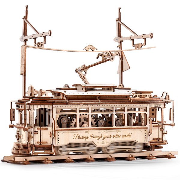 Wowood 3D Wooden Puzzles for Adults, 1:24 Scale Model Car Kits-Classic City Tram, Wooden Models for Adults to Build, Unique Gift for Adults/Teens on Birthday/Christmas Day