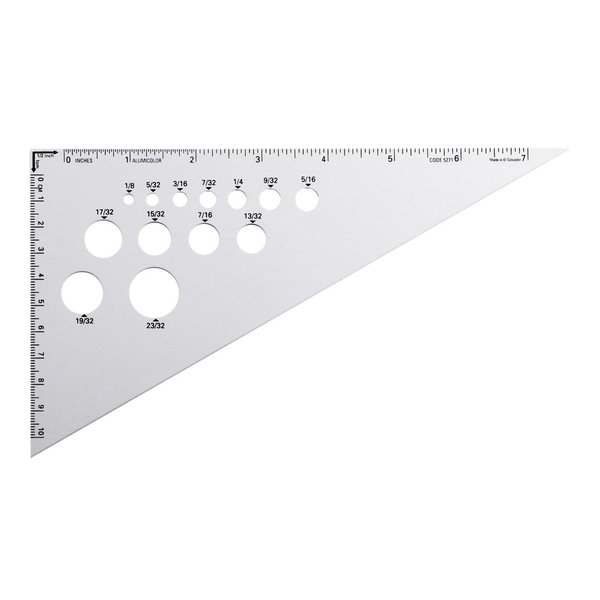 Alumicolor Aluminum 8 Inch Calibrated Drafting Triangle, 30/60/90 Degree
