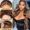 Wear and Go Glueless Wigs Human Hair Pre Plucked Pre Cut 5x5 HD Transparent Lace Closure Wigs Human Hair 180% Density P4/27 Highlight Ombre Body Wave Lace Front Wigs Human Hair 18 Inch