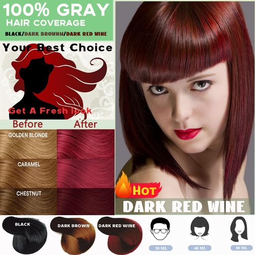 Dark Wine Red Hair Dye Shampoo,Long Lasting Easy to Use 15 Minutes Hair Shampoo for Women,Semi-Permanent Burgundy Organic Hair Dye Shampoo,3IN1 Color Shampoo 16.9FL OZ(Dark Red Wine)