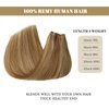 Wire Hair Balayage Blonde Extensions 14 Inch 70g Ombre Brown Highlighted Golden Blonde Remy Human Hair Extensions Invisible Wire Human Hair Extensions Fish Line Hair