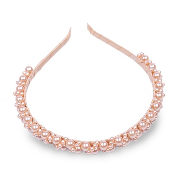 Pearl Headbands for Women Girls, Champagne Beaded Headband Elegant Pearl Headpiece Fashion Bridal Headband Hair Hoop Pearl Hair Accessories for Wedding Bride Party Birthday 1PCS