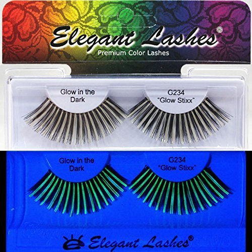 Elegant Lashes G234 "Glow Stixx" Glow in the Dark False Eyelashes Halloween Dance Rave Costume