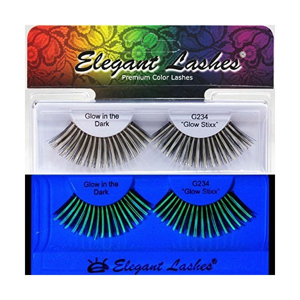 Elegant Lashes G234 "Glow Stixx" Glow in the Dark False Eyelashes Halloween Dance Rave Costume