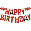 Firetruck Happy Birthday Party Banner Firemen Birthday Party Bunting Banner Flag Garland for Kids and Adults Fire Truck Theme Birthday Party Supplies For Boys Firefighter Fire Engine Rescue Party Decortaions