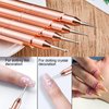 Shine Chance 9Pcs Nail Art Brushes Set, Professional Double-Ended Acrylic Liner Detail Brushes for Gel Polish Art Nail, 3D Art Nail Dotting Brush Pen for Manicure DIY Home Salon, Rosegold